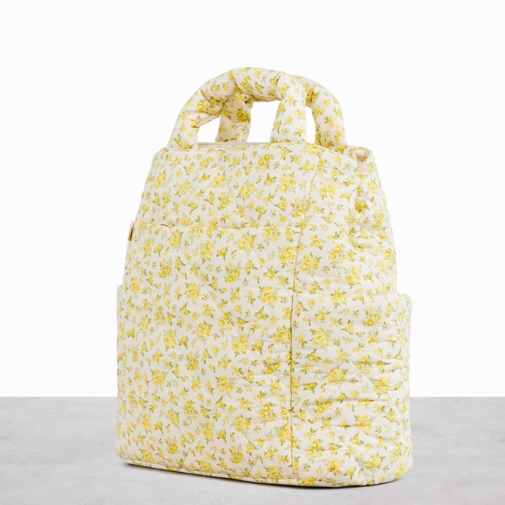 NWT BEIS x Elsa Quilted Yellow Floral Garden Party Diaper Backpack